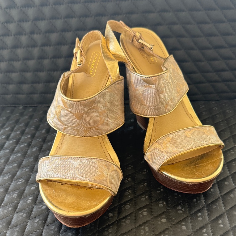 Coach Women's Gold and silver Platform Sandals